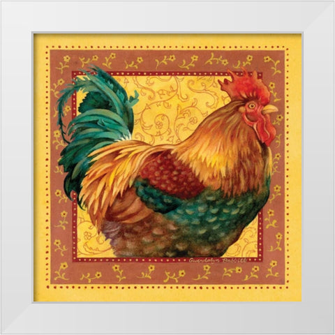 Country Rooster I White Modern Wood Framed Art Print by Babbitt, Gwendolyn