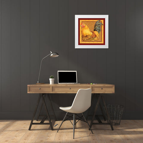 Country Rooster II White Modern Wood Framed Art Print by Babbitt, Gwendolyn