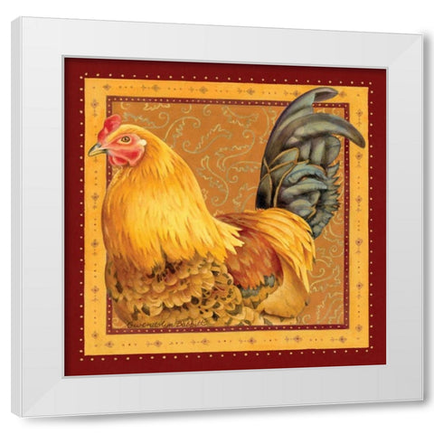 Country Rooster II White Modern Wood Framed Art Print by Babbitt, Gwendolyn