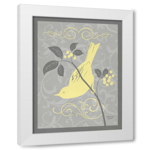 Grey and Yellow Bird I White Modern Wood Framed Art Print by Babbitt, Gwendolyn