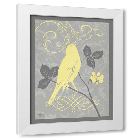 Grey and Yellow Bird III White Modern Wood Framed Art Print by Babbitt, Gwendolyn