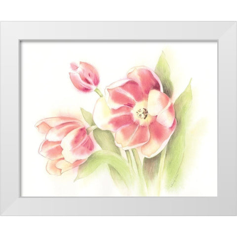 Happy Tulips White Modern Wood Framed Art Print by Babbitt, Gwendolyn