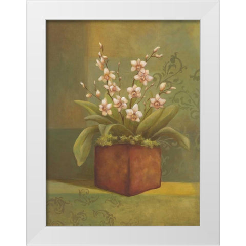 Orchids I White Modern Wood Framed Art Print by Belamar, Ella