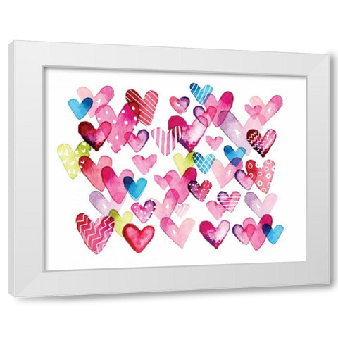 I Heart You Hearts White Modern Wood Framed Art Print by Berrenson, Sara
