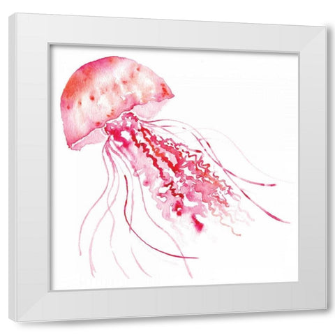 Pink Jellyfish White Modern Wood Framed Art Print by Berrenson, Sara