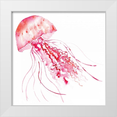 Pink Jellyfish White Modern Wood Framed Art Print by Berrenson, Sara