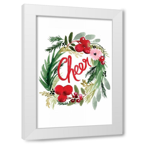 Cheer Wreath White Modern Wood Framed Art Print by Berrenson, Sara