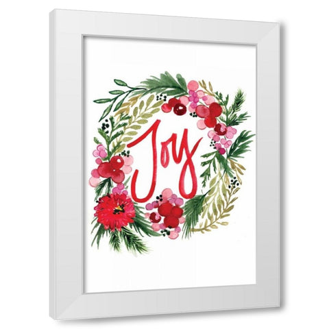 Joy Wreath White Modern Wood Framed Art Print by Berrenson, Sara