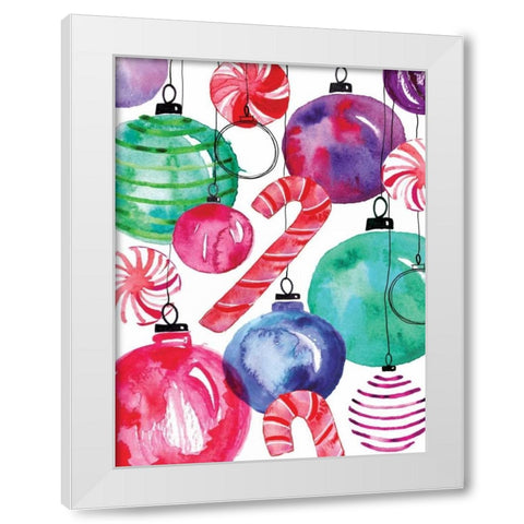 Candy Cane Ornaments White Modern Wood Framed Art Print by Berrenson, Sara