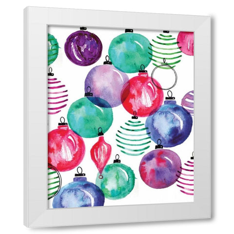 Watercolor Ornaments White Modern Wood Framed Art Print by Berrenson, Sara