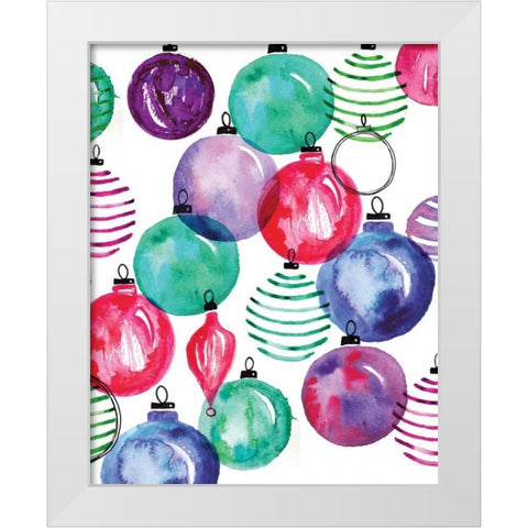 Watercolor Ornaments White Modern Wood Framed Art Print by Berrenson, Sara