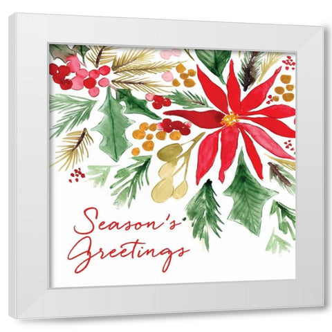 Poinsettia Pine Sq White Modern Wood Framed Art Print by Berrenson, Sara