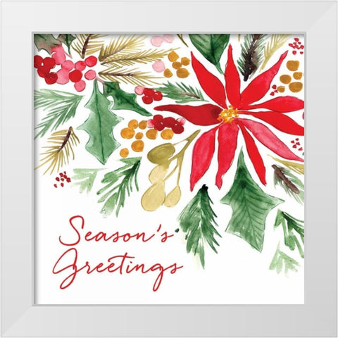 Poinsettia Pine Sq White Modern Wood Framed Art Print by Berrenson, Sara