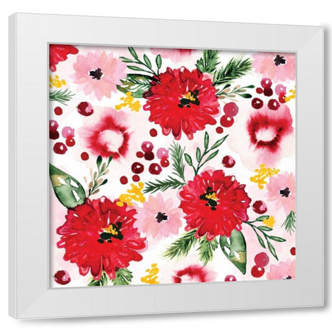 Christmas Floral III White Modern Wood Framed Art Print by Berrenson, Sara