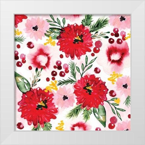Christmas Floral III White Modern Wood Framed Art Print by Berrenson, Sara