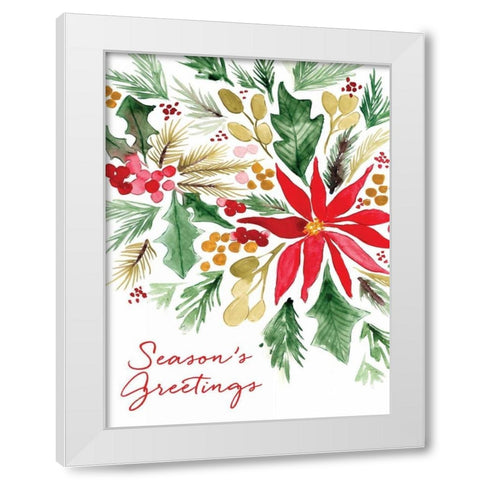 Poinsettia Pine White Modern Wood Framed Art Print by Berrenson, Sara