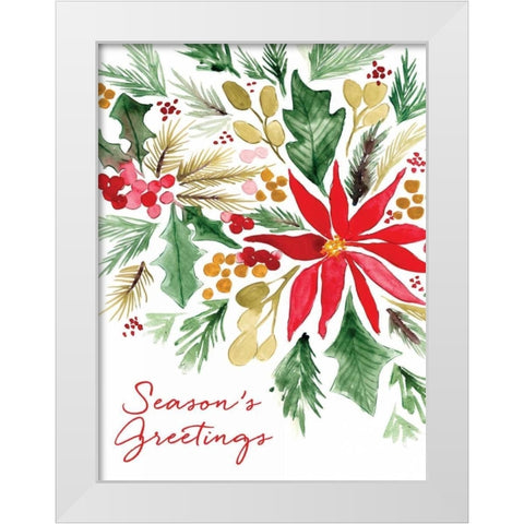 Poinsettia Pine White Modern Wood Framed Art Print by Berrenson, Sara