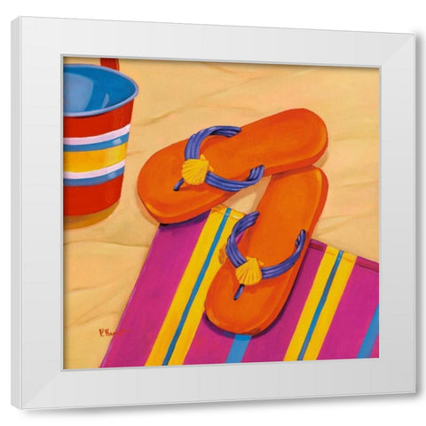 Orange Flip Flops White Modern Wood Framed Art Print by Brent, Paul