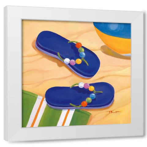Purple Flip Flops White Modern Wood Framed Art Print by Brent, Paul