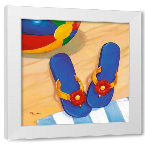 Blue Flip Flops White Modern Wood Framed Art Print by Brent, Paul