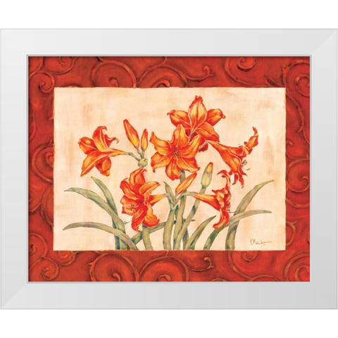 Linen Scroll Tulip White Modern Wood Framed Art Print by Brent, Paul