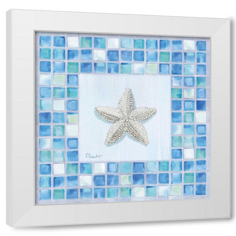 Mosaic Starfish White Modern Wood Framed Art Print by Brent, Paul