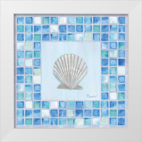 Mosaic Scallop White Modern Wood Framed Art Print by Brent, Paul
