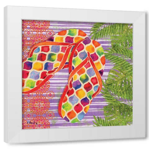Red Sarasota Sandals III White Modern Wood Framed Art Print by Brent, Paul