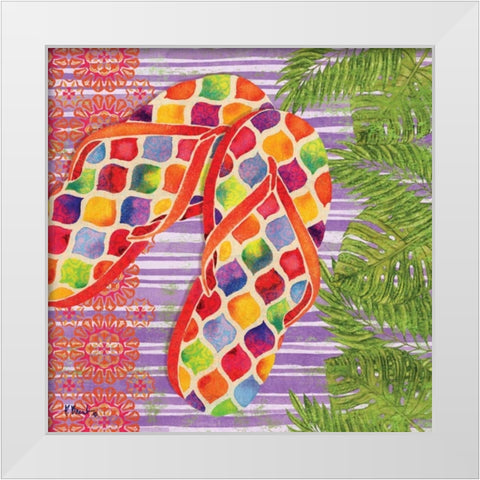 Red Sarasota Sandals III White Modern Wood Framed Art Print by Brent, Paul