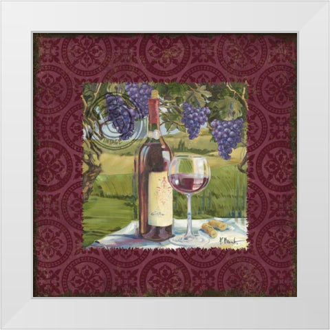 At the Vineyard Sq I White Modern Wood Framed Art Print by Brent, Paul