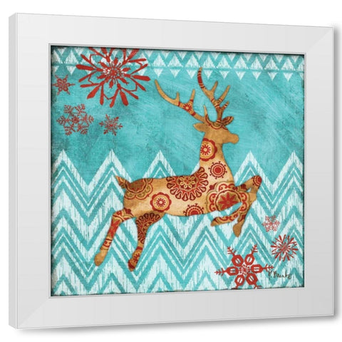 Ice Reindeer Dance I White Modern Wood Framed Art Print by Brent, Paul