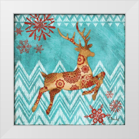 Ice Reindeer Dance I White Modern Wood Framed Art Print by Brent, Paul