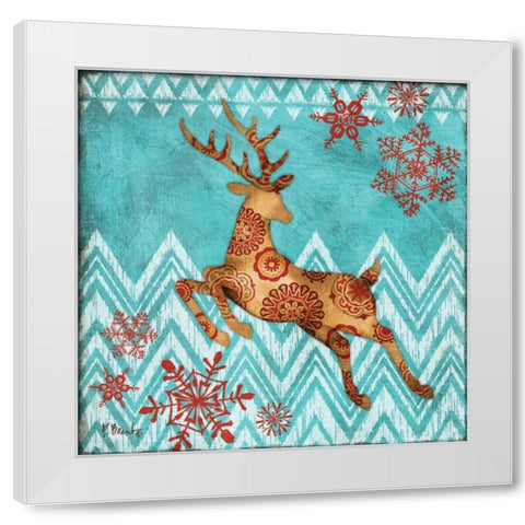 Ice Reindeer Dance II White Modern Wood Framed Art Print by Brent, Paul