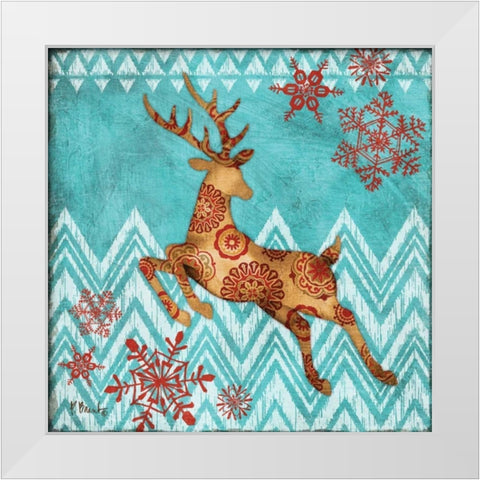 Ice Reindeer Dance II White Modern Wood Framed Art Print by Brent, Paul