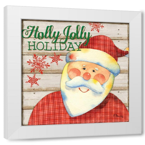 Jolly Santa IV White Modern Wood Framed Art Print by Brent, Paul