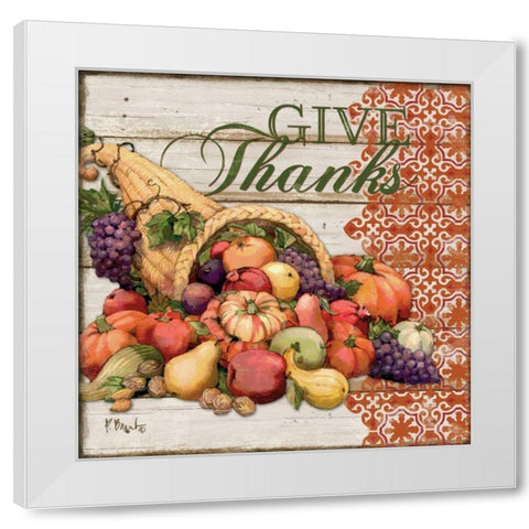 Give Thanks I White Modern Wood Framed Art Print by Brent, Paul