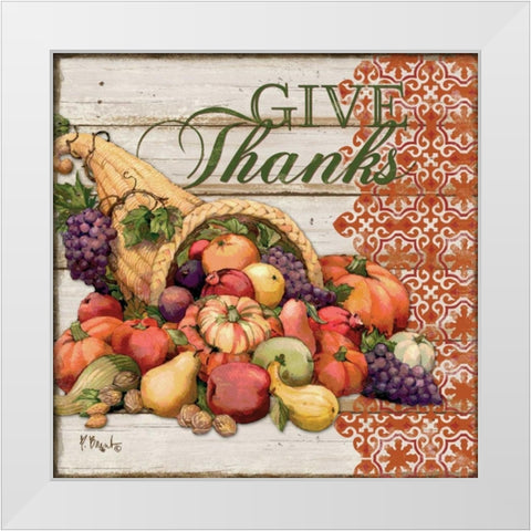 Give Thanks I White Modern Wood Framed Art Print by Brent, Paul