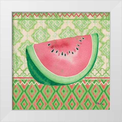 Fruit Ikat II White Modern Wood Framed Art Print by Brent, Paul