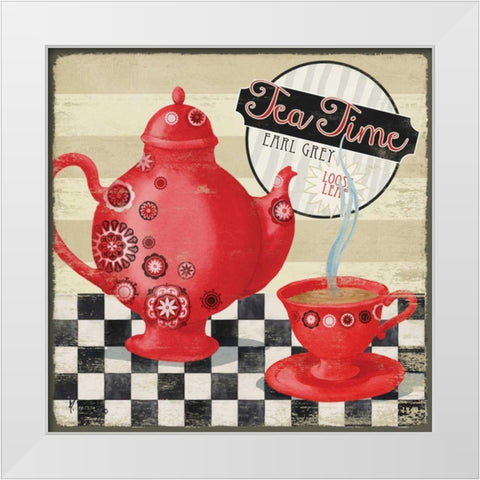 Tea Time I White Modern Wood Framed Art Print by Brent, Paul