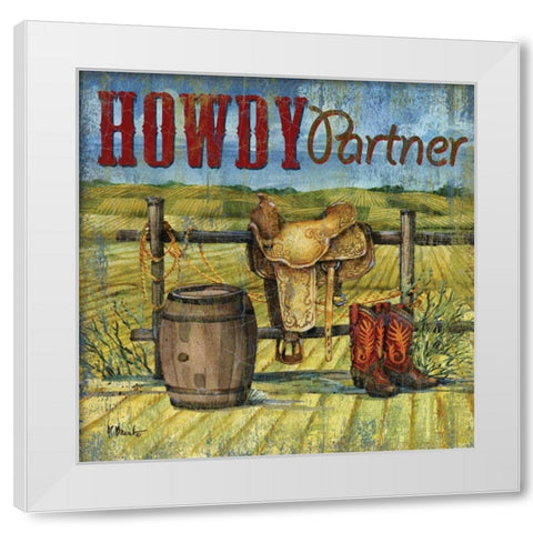 Howdy Partner I White Modern Wood Framed Art Print by Brent, Paul