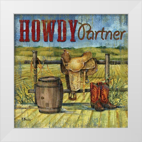 Howdy Partner I White Modern Wood Framed Art Print by Brent, Paul