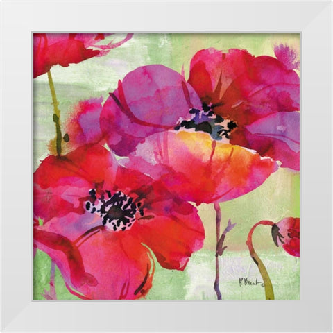 Amalfi Poppies White Modern Wood Framed Art Print by Brent, Paul