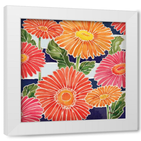 Gerbera Daisy Garden I White Modern Wood Framed Art Print by Brent, Paul