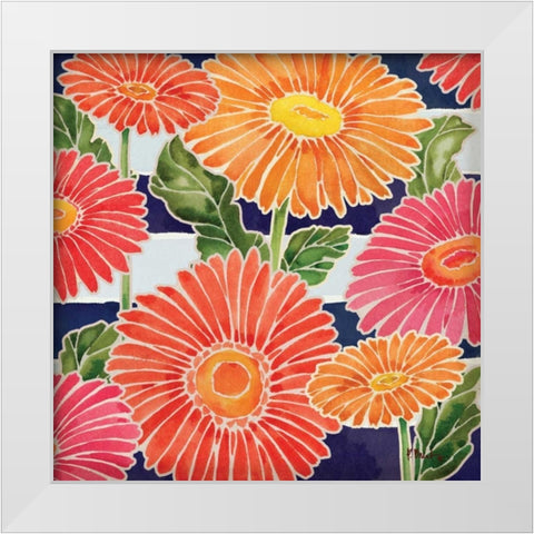 Gerbera Daisy Garden I White Modern Wood Framed Art Print by Brent, Paul