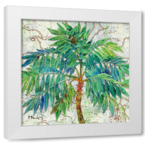 Aqueous Palm I White Modern Wood Framed Art Print by Brent, Paul
