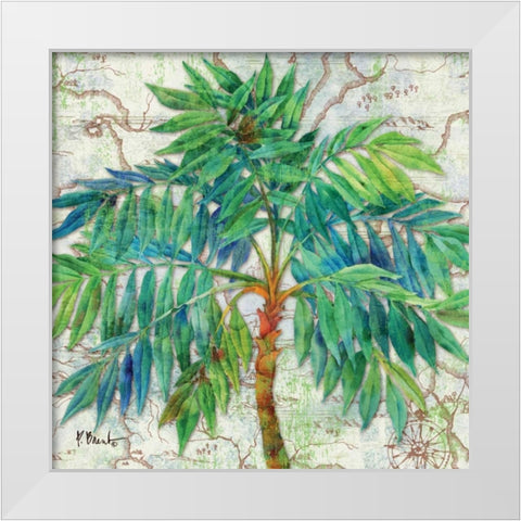 Aqueous Palm I White Modern Wood Framed Art Print by Brent, Paul