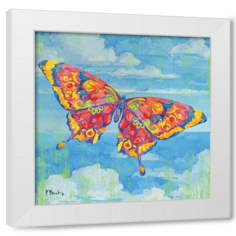 Wild Blue Butterfly White Modern Wood Framed Art Print by Brent, Paul