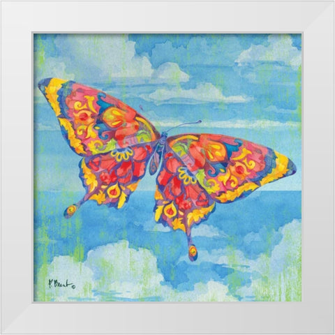 Wild Blue Butterfly White Modern Wood Framed Art Print by Brent, Paul
