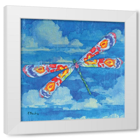 Wild Blue Dragonfly White Modern Wood Framed Art Print by Brent, Paul