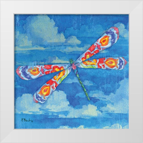 Wild Blue Dragonfly White Modern Wood Framed Art Print by Brent, Paul